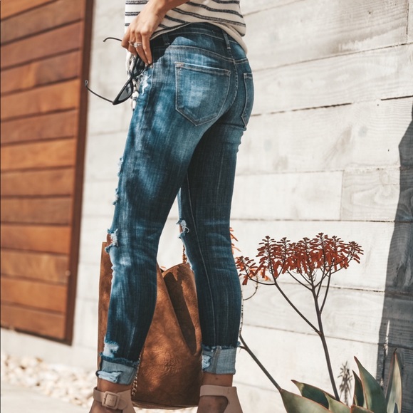 NWT KanCan Kan Can Worldwide Distressed Denim Dark - Picture 8 of 8